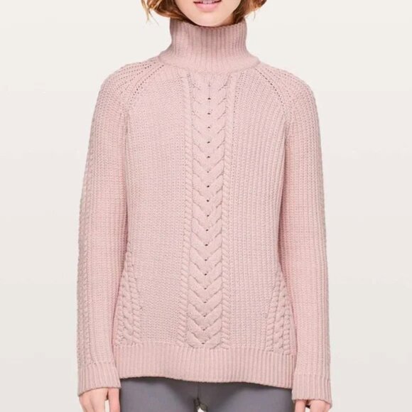 Lululemon Bring The Cozy Turtleneck Sweater Size 6 Misty Pink - Picture 1 of 12